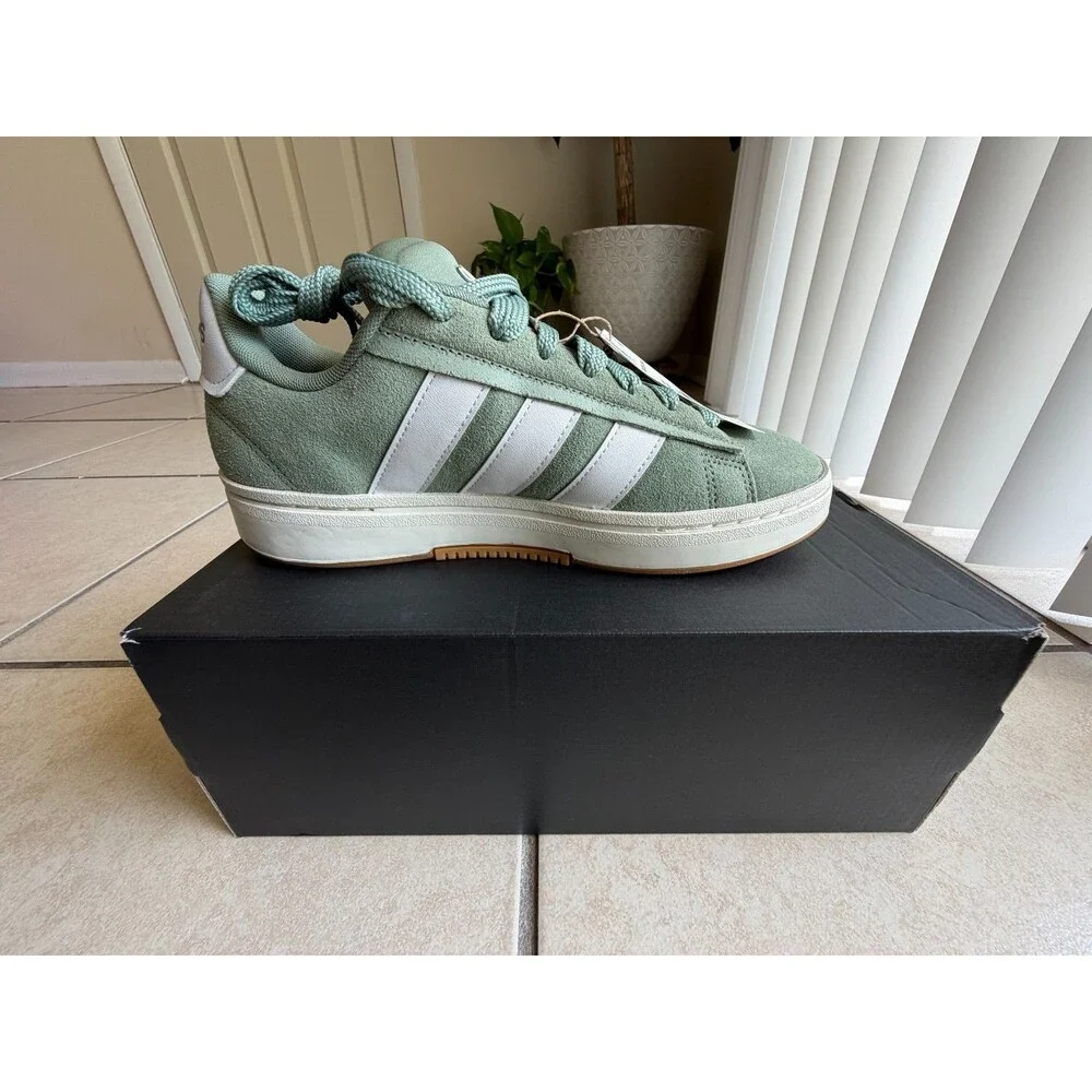 adidas Grand Court Alpha 00s Size 9 Silver Green Suede Skate Sneakers JR3143